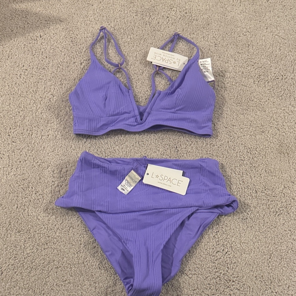 L*Space Lavender Ribbed Bikini Set